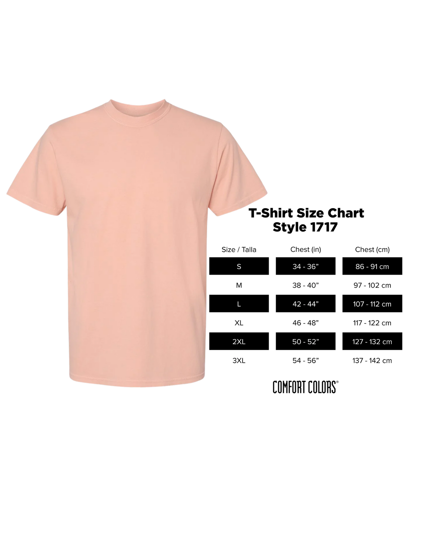Comfort colors size chart