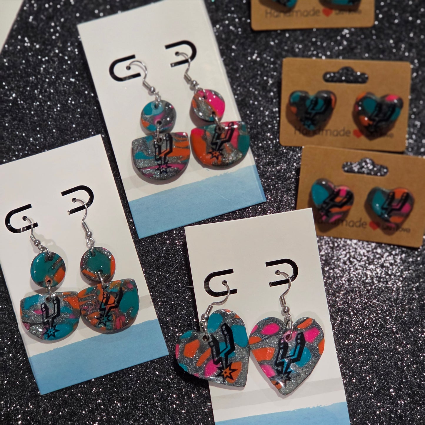 San antonio basketball clay earrings